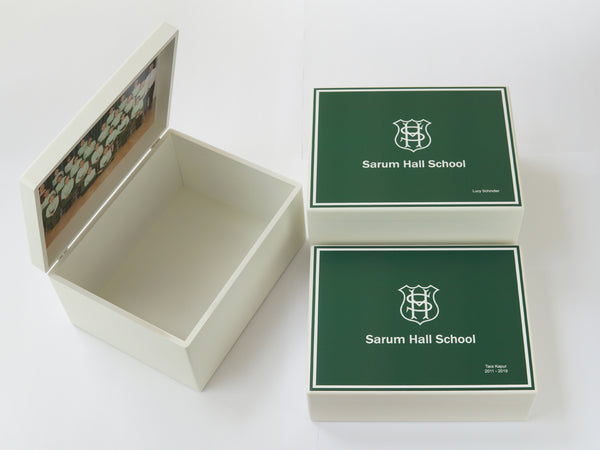 A4 Chest - Sarum Hall School Memory Wood Box  - Personalised