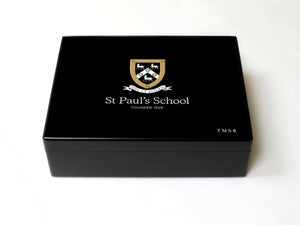 Senior School Logo - Personalised A4-sized St Paul's School Memory Wood Box - A4 box - Black