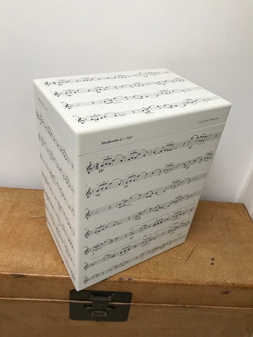 Music Notes Key Documents Box  - White A4 Tall Wood Box