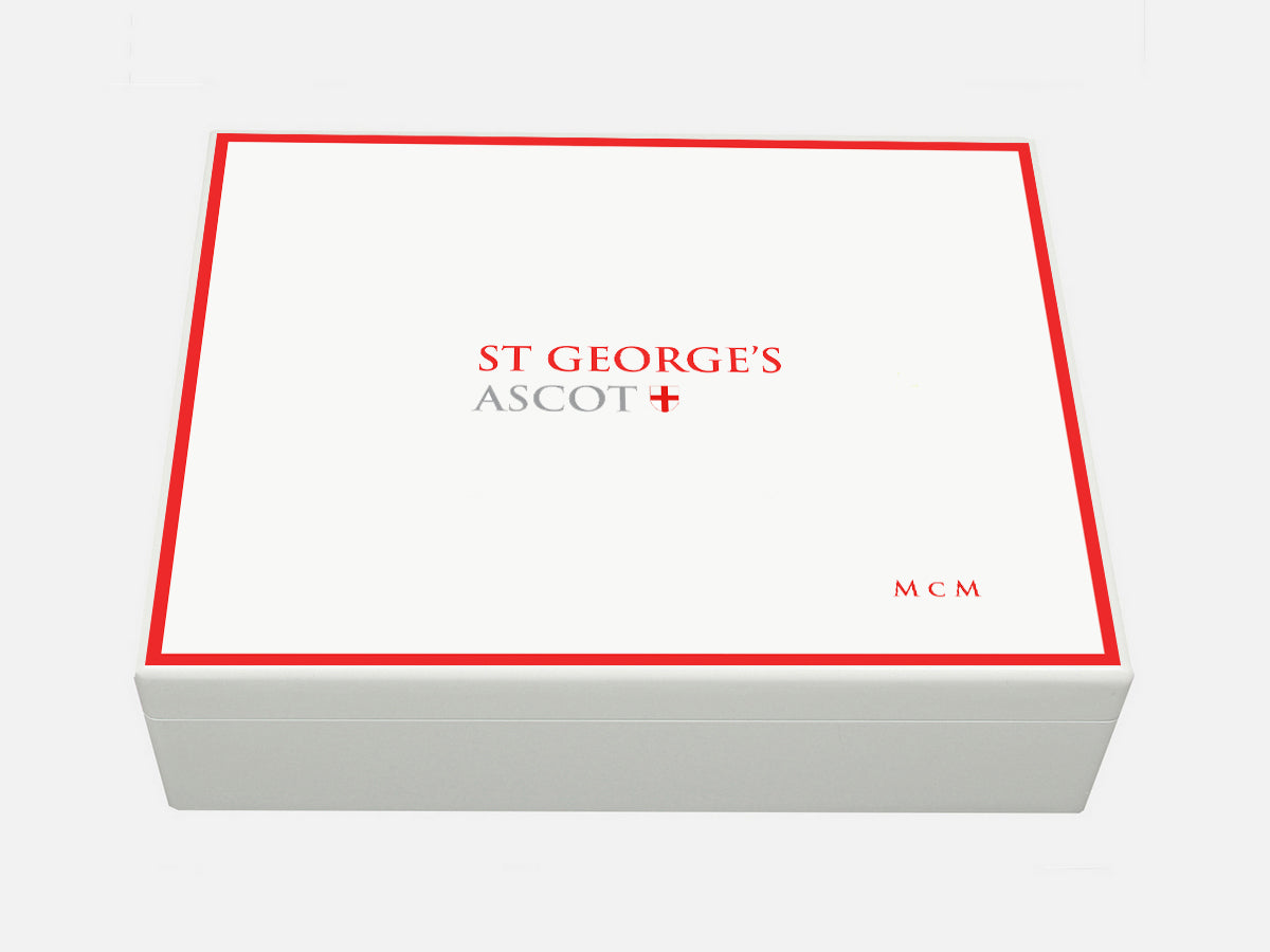 St Georges Ascot School Memory Wood Box - A4 box - White - Personalised