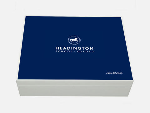 Headington School Memory Wood Box - A4 box - Personalised