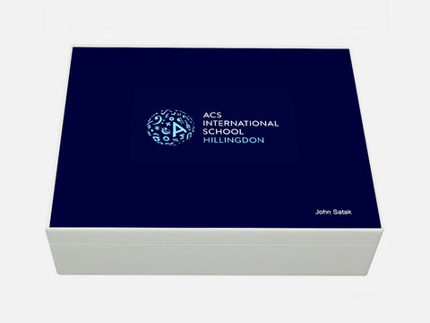 ACS Hillingdon School Memory Wood Box - A4 Box - Personalised