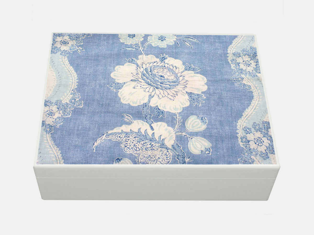 White A4 Size box file with Denim flowers design 335 x 260 x 100 mm