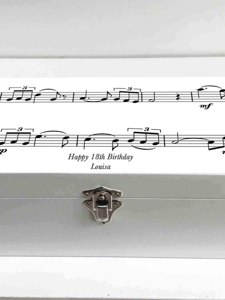 Music Lover Personalised Luxury White Wooden Wine Box| 350 x 110 x 100mm