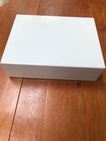 Large Luxury Plain White Wooden A4 Storage Box fits A4 size documents, magazines 33.5 x 26 x 10 cm