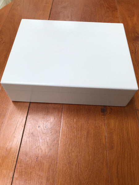 Key Documents Box - White A4 Wood Box   33.5 x 26 x 10 cm