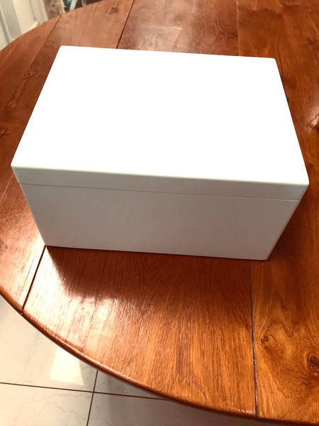 Key Documents Box - White Extra Large A4 Chest Wood Box 33.5 x 26 x 18 cm
