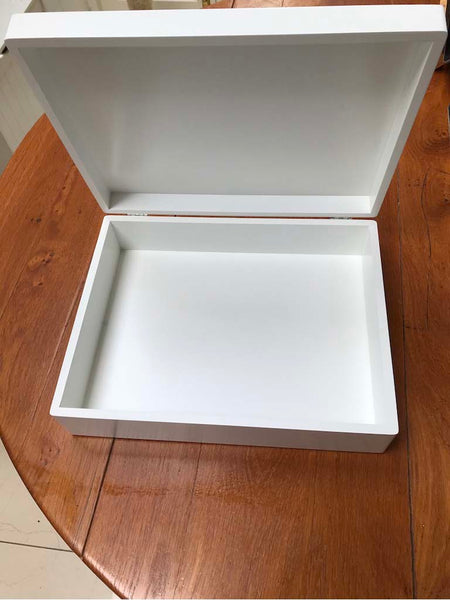 Key Documents Box - White A4 Wood Box 33.5 x 26  x 10 cm