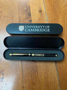 100 x  Engraved Cambridge Black/Brass Rollerball Pen Set | Metal Pen Case | Boxes You Design