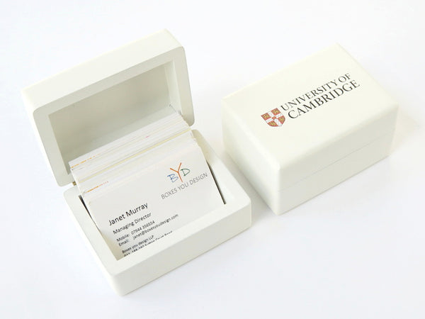 25 x Luxury White Business Card Holder Wood Box