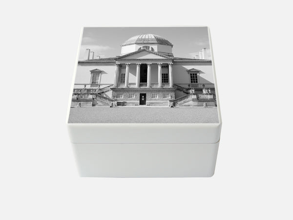 White Chiswick House  Medium Square Wooden Trinket Box