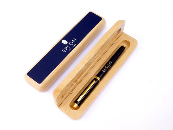 50 x Luxury Engraved Blue Pen| 50 x Personalised Maple Pen Case|Colour Top (from £9 per pen&case + VAT)