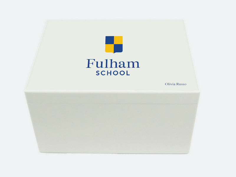 Fulham School Memory Wood Box - A4 Chest - White top - Personalised
