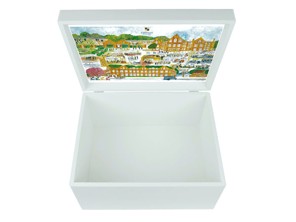 Fulham School Memory Wood Box - A4 Chest - White top - Personalised