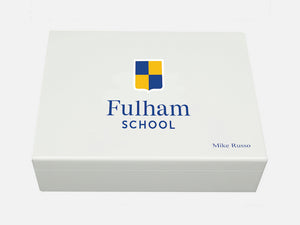 Fulham School Memory Wood Box - A4 Box - White top - Personalised