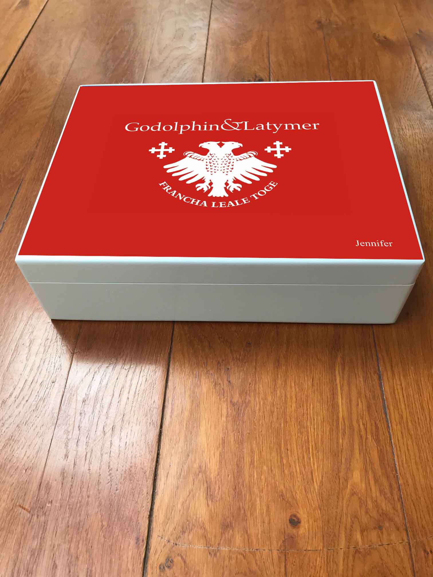 Godolphin & Latymer School Memory Wood Box - A4  Box - Red Top- Personalised