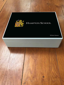 Hampton School Memory Wood Box - A4 box -Personalise with a name 335 x 260 x 100 mm
