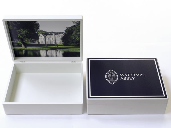 Luxury White A4 Document Wood Box with white border