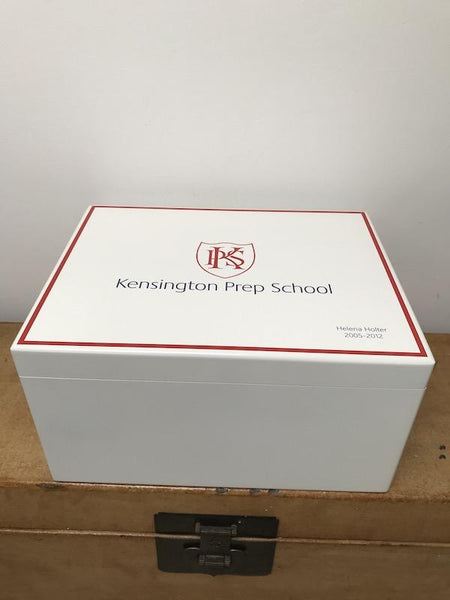 Personalised Kensington Prep School Memory - Wooden A4 Chest - White Top
