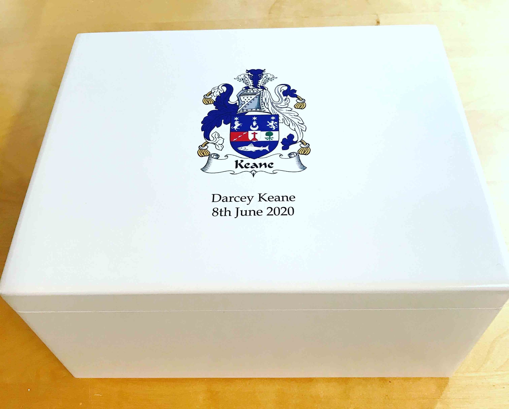 Baby Gift with Family Crest Extra Large Personalised Baby Keepsake Box