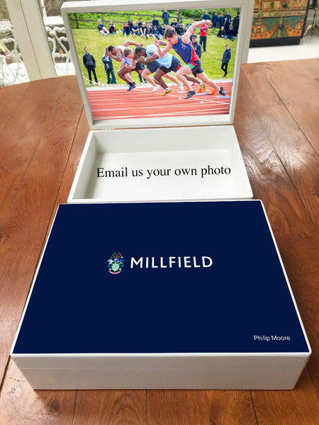 Millfield School Memory Wood Box - A4 box - Personalised