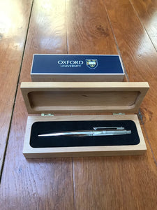 University of Oxford Wooden Pen Case with Laser-engraved University of Oxford Pen and Velvet insert