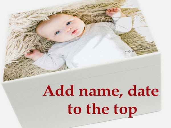 Personalised christening gift box with baby photo extra large