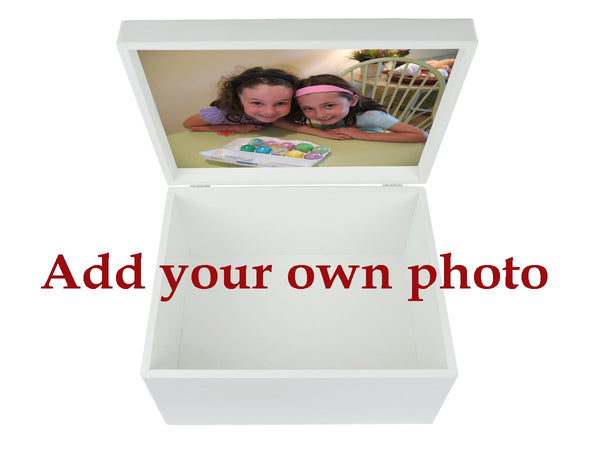 Personalised keepsake box white luxury with photo inside