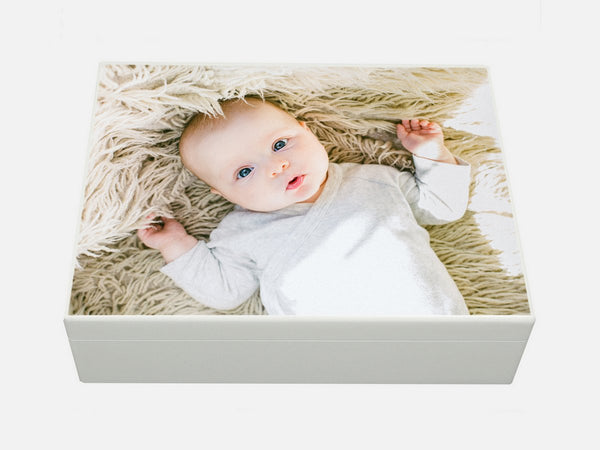 Personalised keepsake box  large baby christening gift with photo