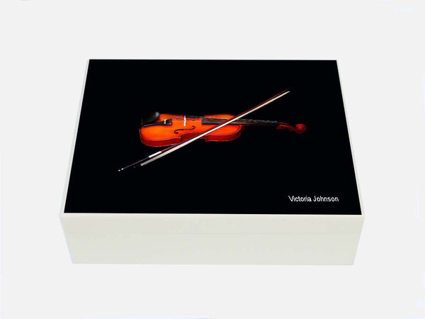 Personalised luxury box file with violin image