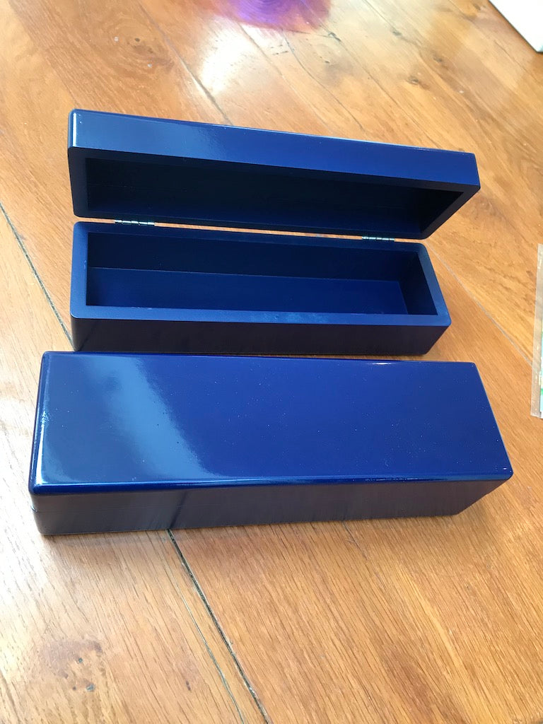 Luxury Royal Blue Wood Large Pencil Case   25 x 7.5 x 6.5 cm