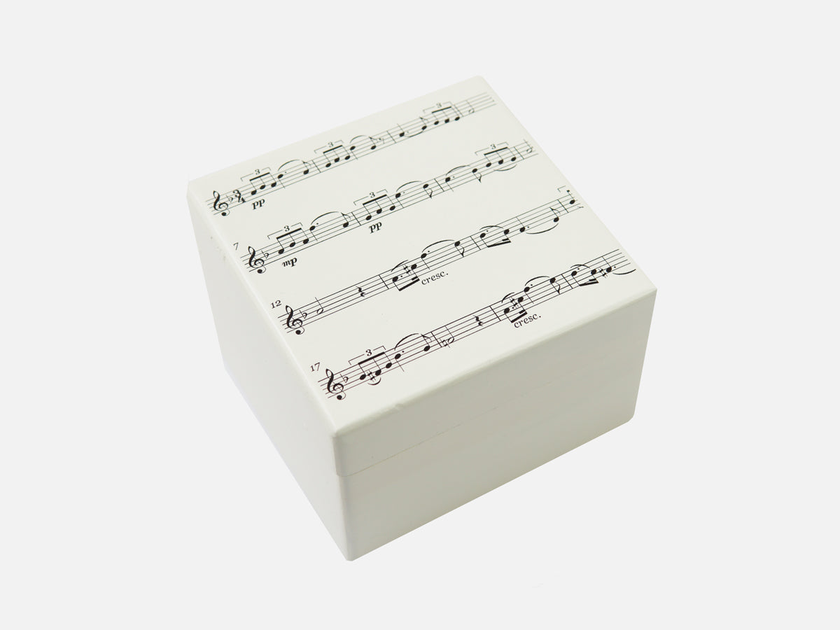 Music notes - Square wood box with your own photo on inside lid