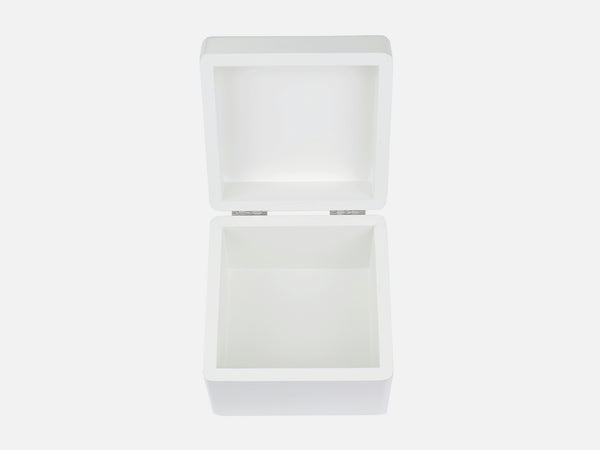 White Positano Small  Square Wooden Trinket Box
