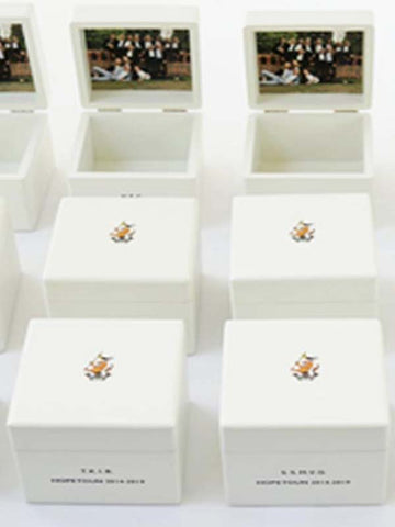5 x Small Square Box School Memory Wood Trinket Box - Personalised