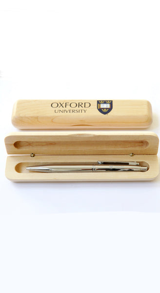 Pen Set - 50 x School Engraved Pen - Silver Fountain or Ball Pen & Branded Maple Pen Case (from £14 per pen & case + VAT)
