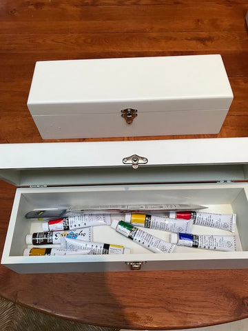 25 x Luxury Plain White Wood Art Supplies Storage Box