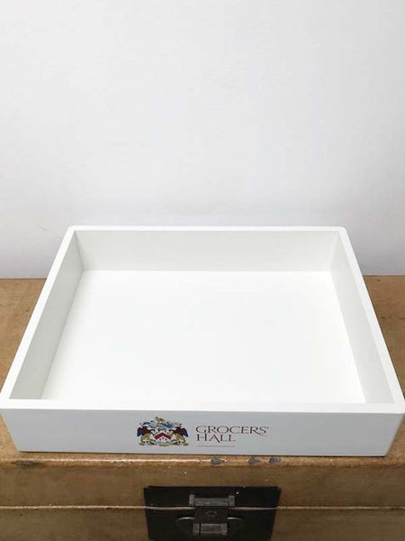 Key Documents Tray - White A4 Wood Tray  33.5 x 26 x 6 cm