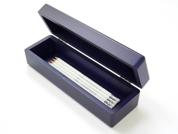 Personalised Luxury Royal Blue Wood Pencil Case
