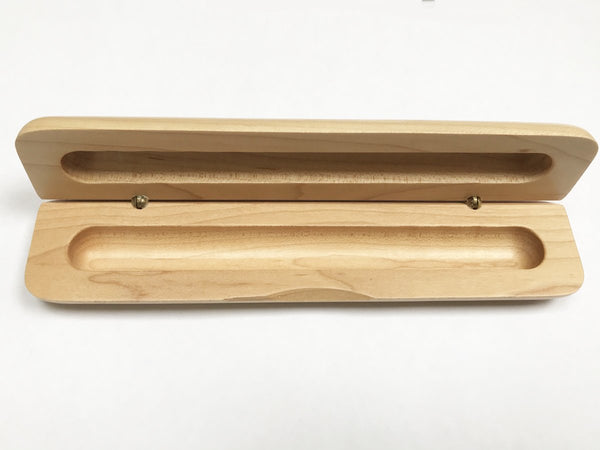 Wooden pen case open