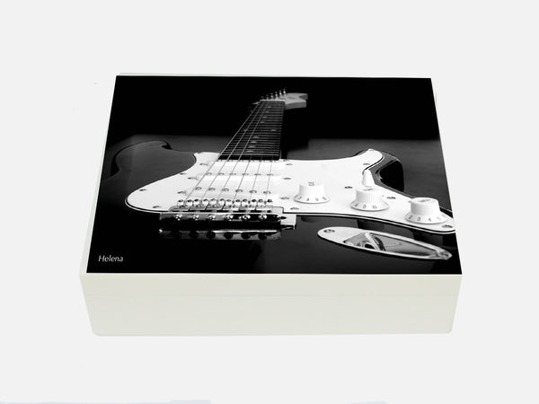 Personalised luxury box file with guitar image