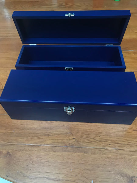 Luxury Royal Blue Long Storage|Stationary|Art supplies Wooden box