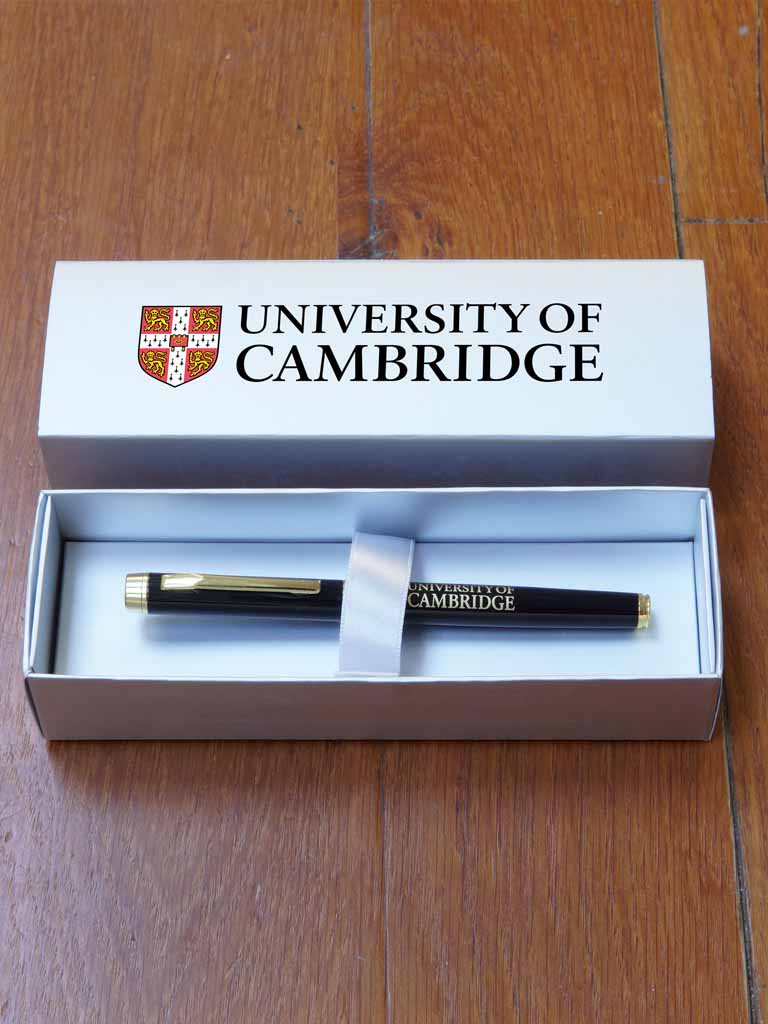 100 x  Engraved Black or Blue/Brass Rollerball Pen and 100 x Silver  Branded Satin Cardboard Pen Presentation Box