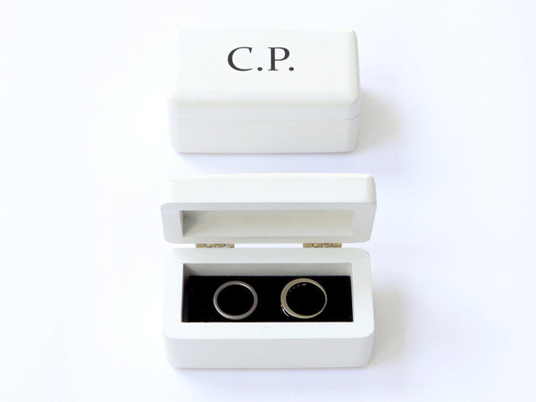 Ring Cufflinks Box x 25 - Luxury White Small Rectangular Wood Box  100 x 50 x 50 mm