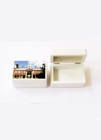 25 x Luxury White Business Card Holder Wood Box with Image on Outside Top
